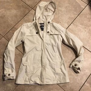 Cream North Face Fitted Rain Coat